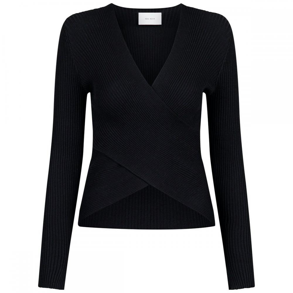 Dame Italy Solid Knit Blouse Black | Neo Noir Bluser