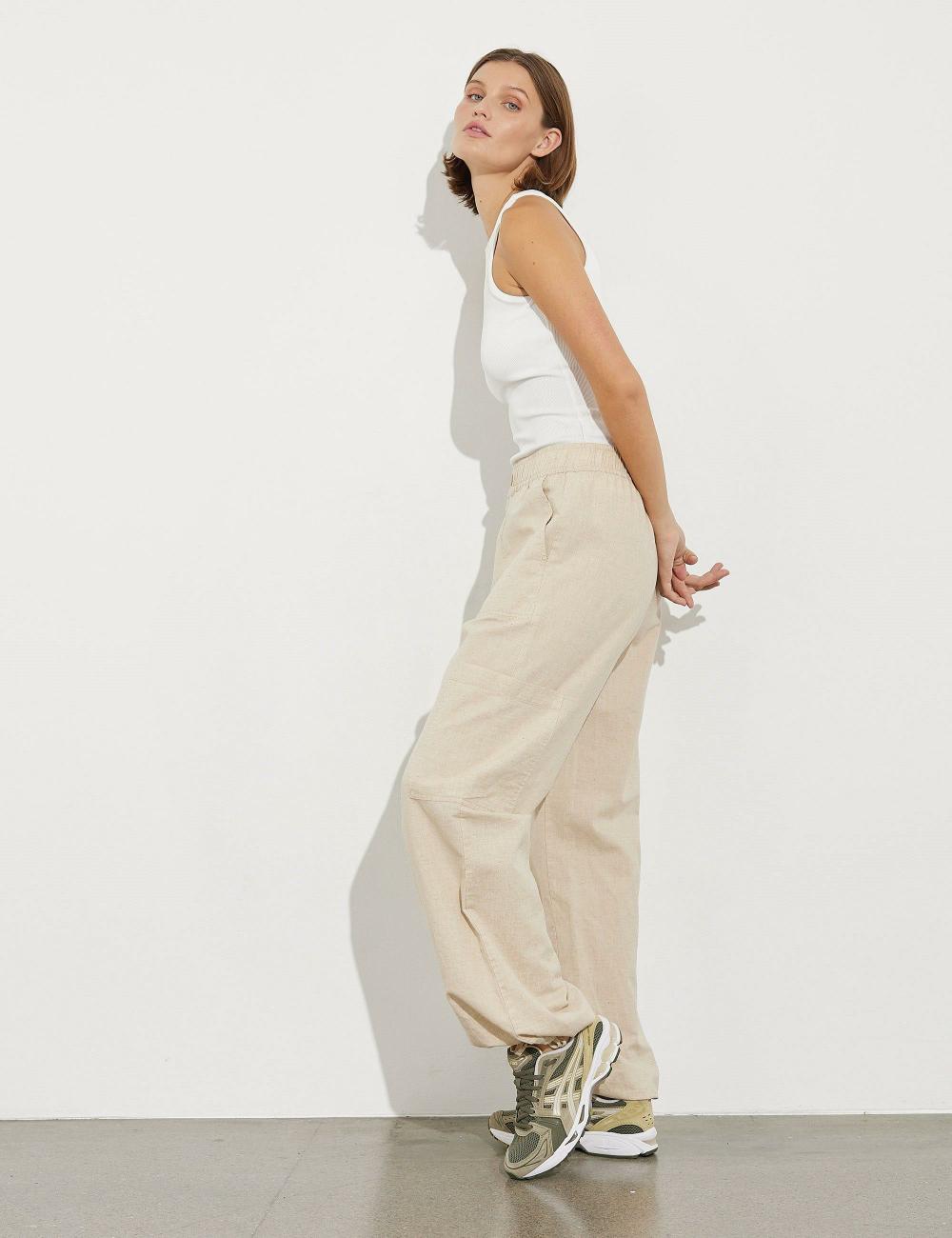 Dame Lana Li-G Pant Natural Linen | Global Funk Jeans