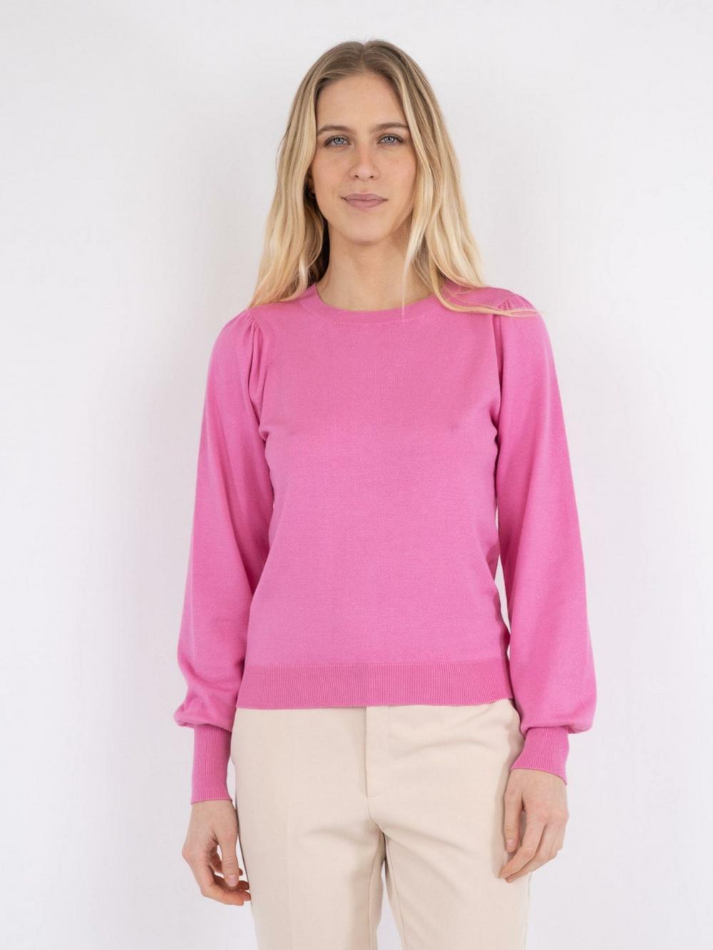 Dame Magdalena Solid Knit Blouse Pink | Neo Noir Bluser