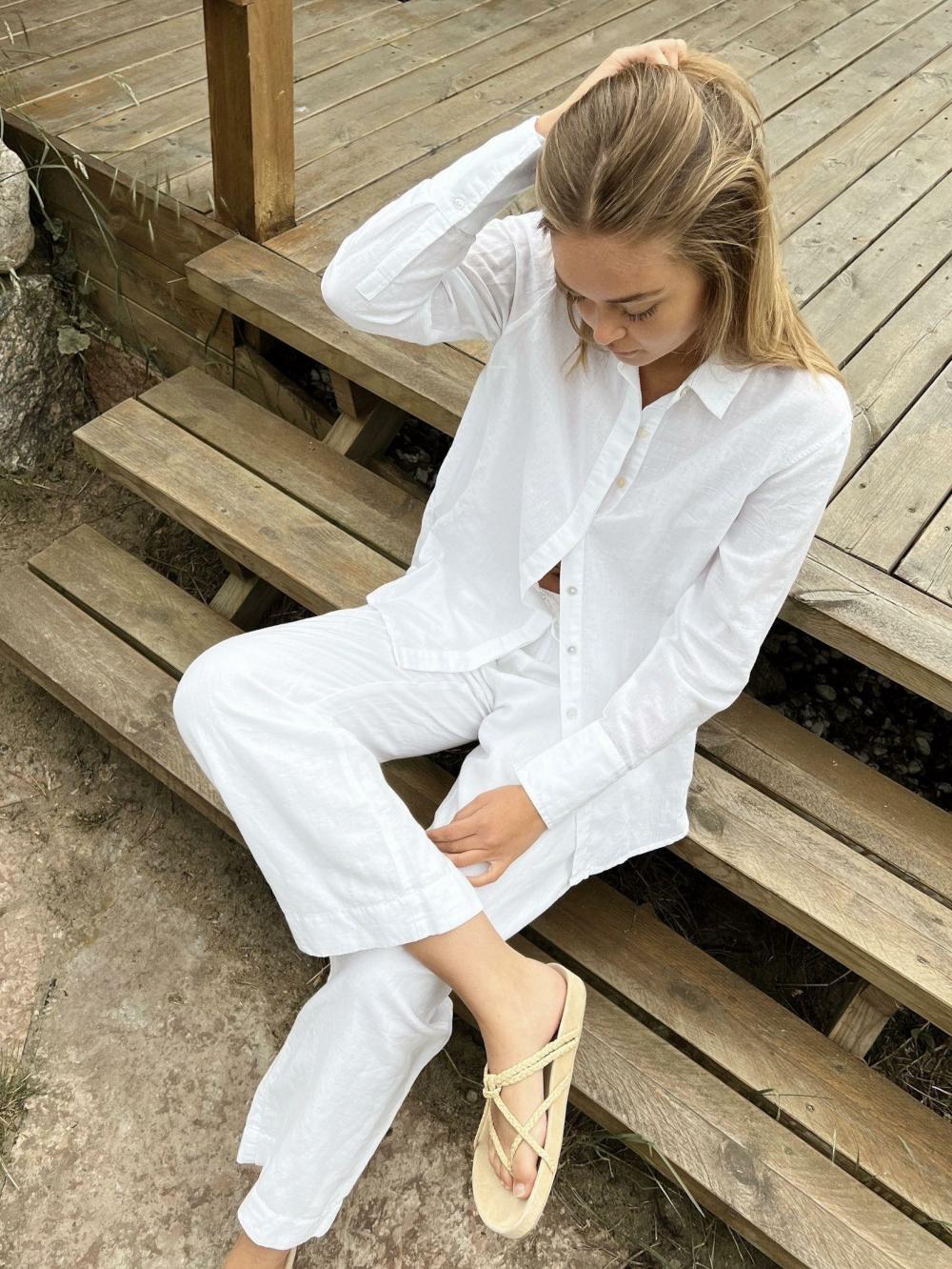 Dame Sonar Linen Pants White | Neo Noir Bukser
