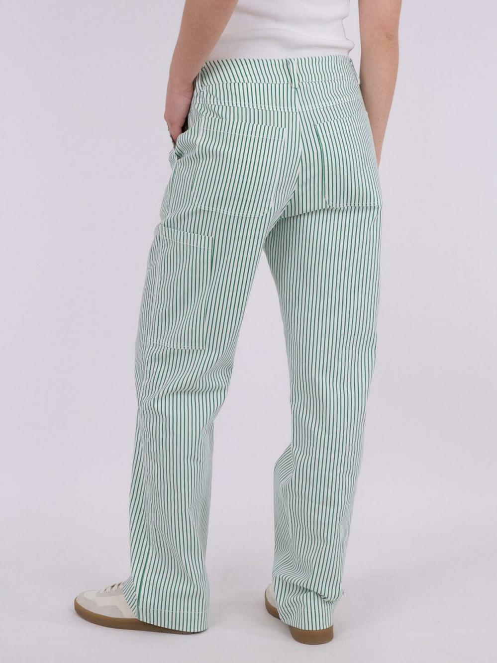 Dame Zuzan Big Stripe Pants Green | Neo Noir Bukser